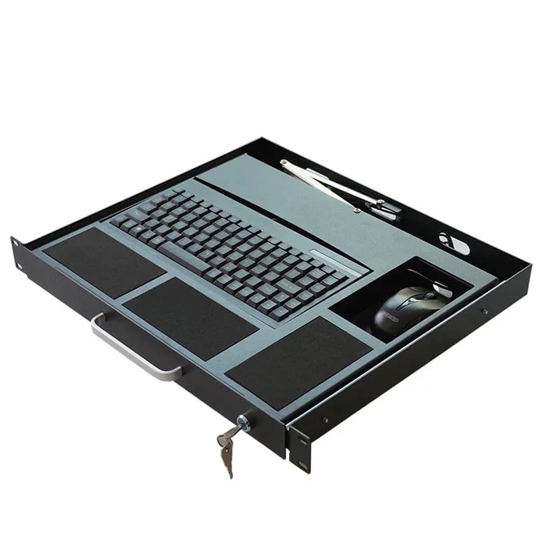 1U rack mounted keyboard drawer cabinet USB keyboard LKB90 industrial black keyboard industrial drawer industrial control