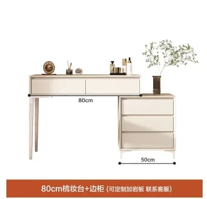 GZ-17   French simple dresser storage integrated modern simple solid wood white rock slab makeup table