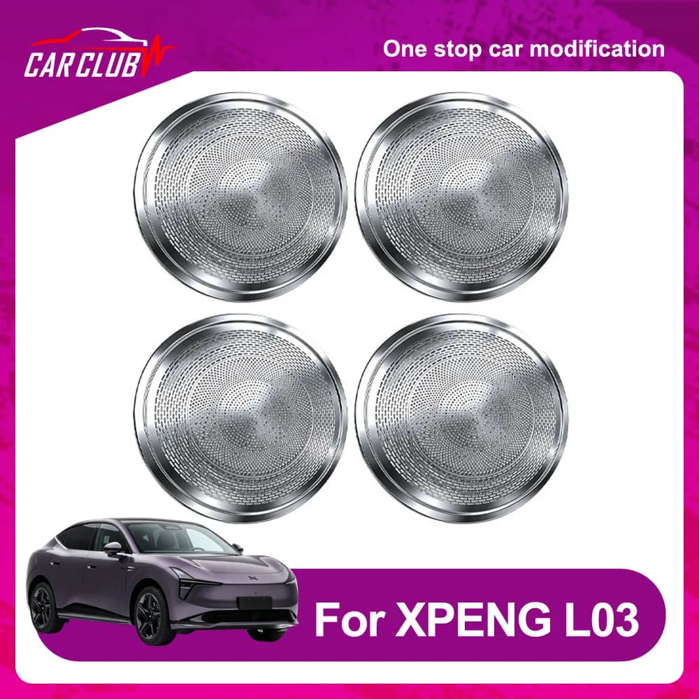 4 Pcs Car Door Horn Cover For XPENG MONA L03 2026 Automotive Modification Parts Stainless Steel Sound Hood Enhance The Texture
