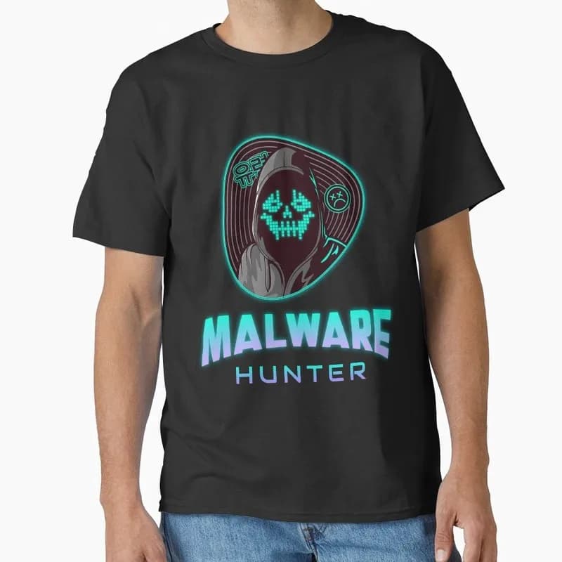 Malware Hunter Neon Linux Operating System Graphic T‑Shirt Short Sleeve Tees Geek IT Developer Fan Gift Streetwear S-6XL