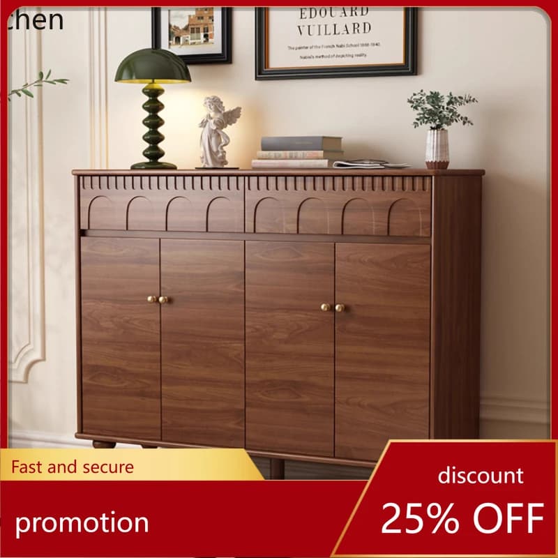 HT all-solid wood shoe cabinet, integrated storage cabinet against the wall