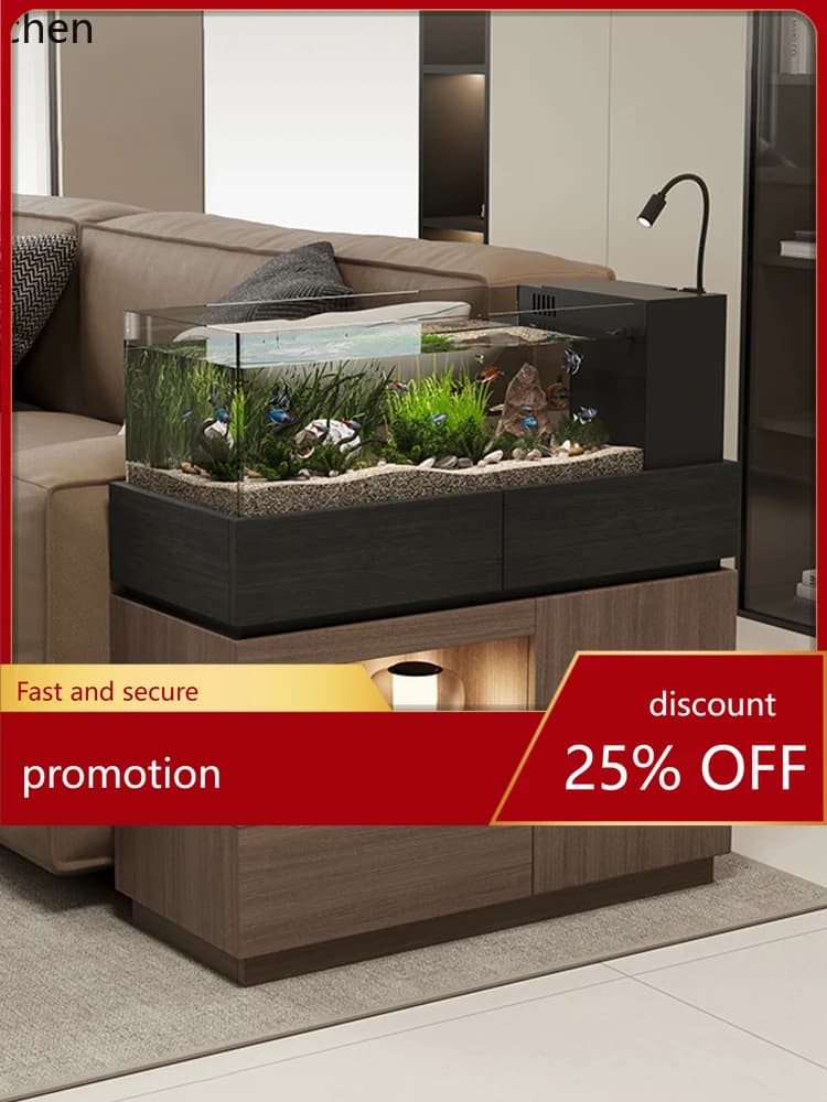 ZML Solid Wood Fish Tank Cabinet Storage Tea Cabinet Storage Vintage Style Simple Home Living Room Sofa Side Cabinet