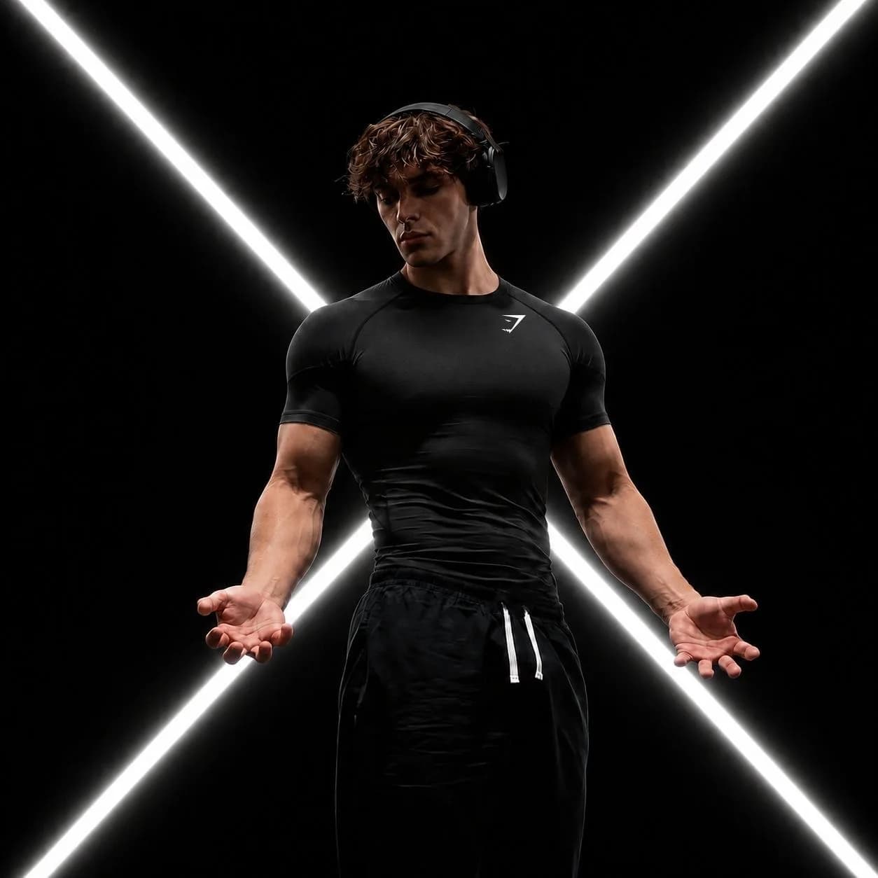 GYMSHARK solid color fitness suit seamless T-shirt tight top, men's and women's sports fitness short sleeved shirt