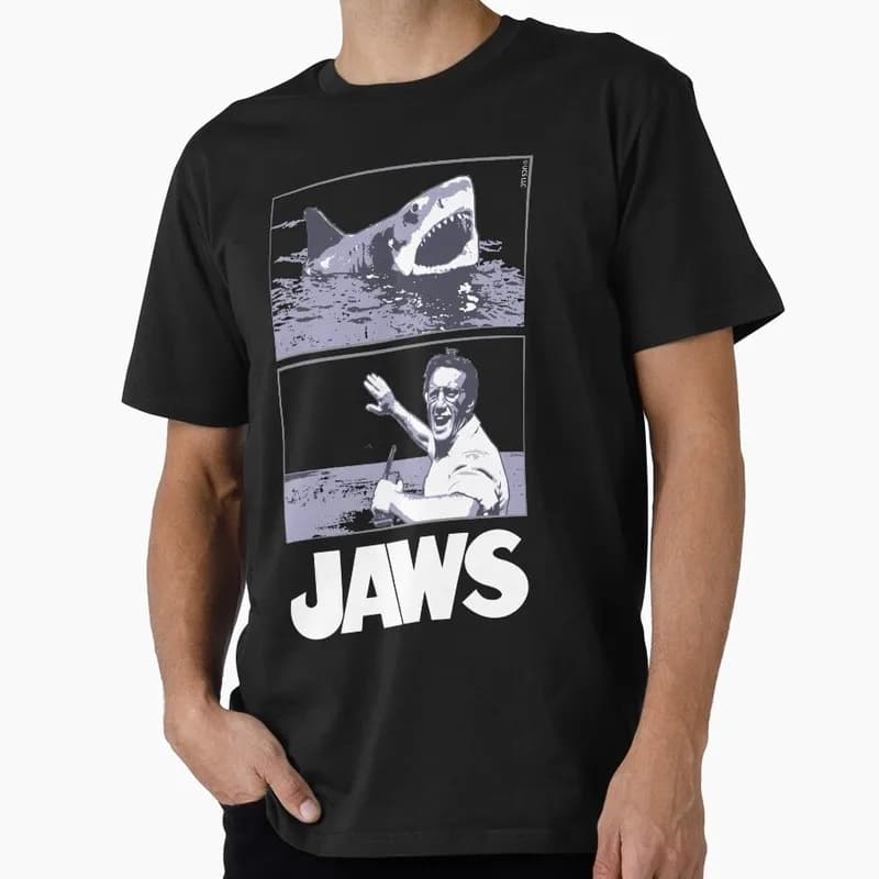 Jaws Horror Movie Halloween Gift T Shirt Vintage Amity Island Great White Shark Graphic Tops Unisex Short Sleeve Streetwear Tees