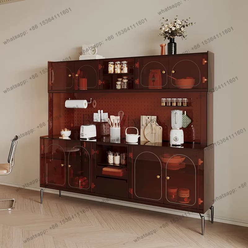 Light luxury dining side cabinet integrated against the wall Modern simple high cabinet Kitchen storage locker