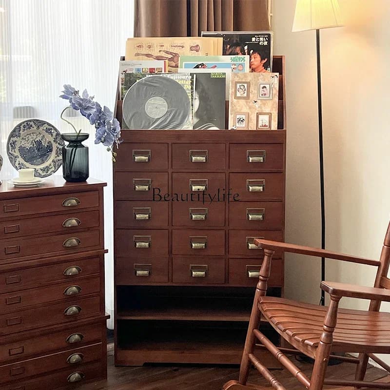 yj21 Vintage Style Entryway Cabinet Drawer Storage Decorative Magazine Product Storage Bookshelf Display Side Cabinet