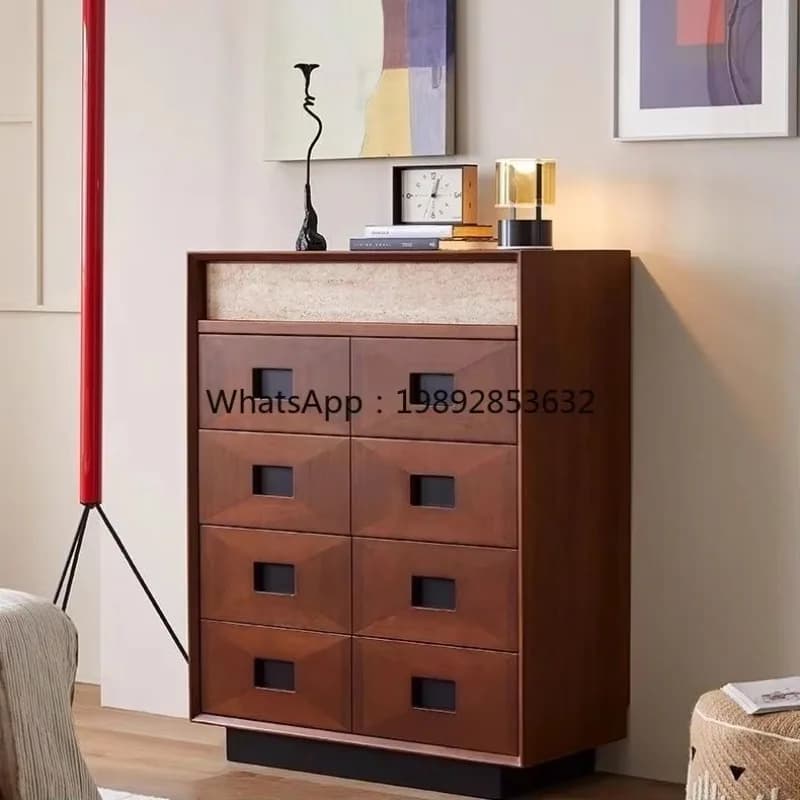 LYY Solid Wood Five-Drawer Cabinet Living Room Bedroom Retro Wall-Mounted Storage Bedside Storage TV Side Cabinet