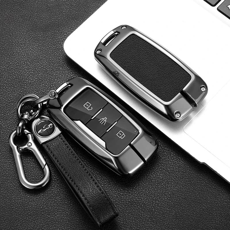 Alloy Leather Key Fob Case Cover for Chery Jetour X70 X70M X70S X90 X95 Plus Remote Key Cover Keychain