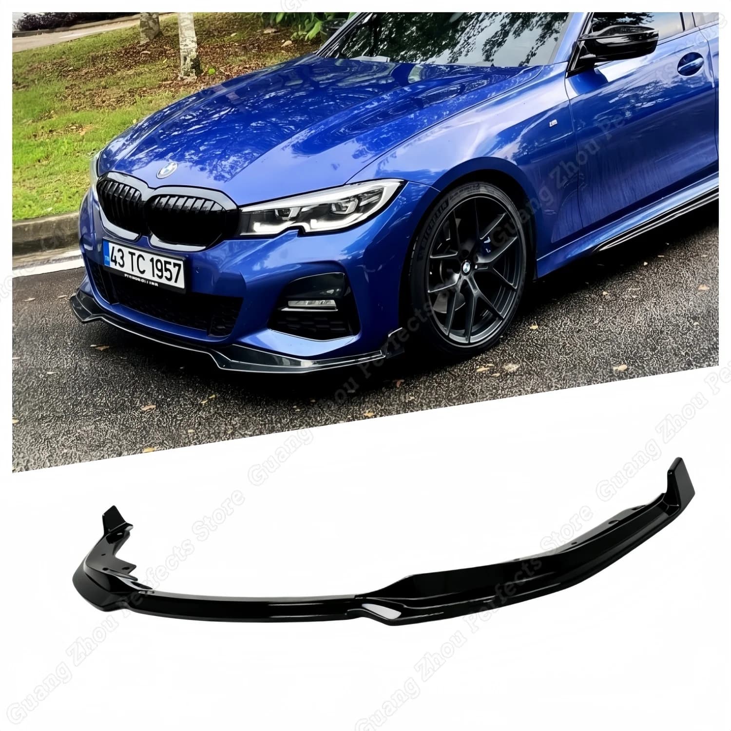 For BMW 3 Series Front Bumper Lip BodyKit Spoiler Splitters Diffuser G20 M Pack 318i 320i 330i 330d Tuning Gloss Black 2019-2022