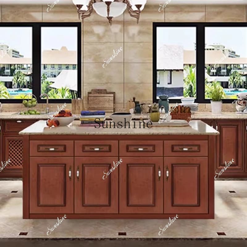 Nordic solid wood dining side cabinet open kitchen island table  FT