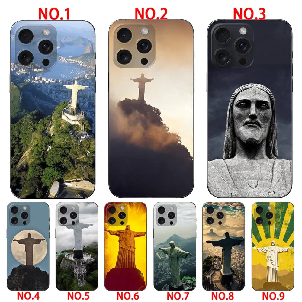 Brazil the Statue of Christ Redeemer protective phone case  for iPhone 14 14 Plus 14 Pro 14 Pro Max 15 15 Plus