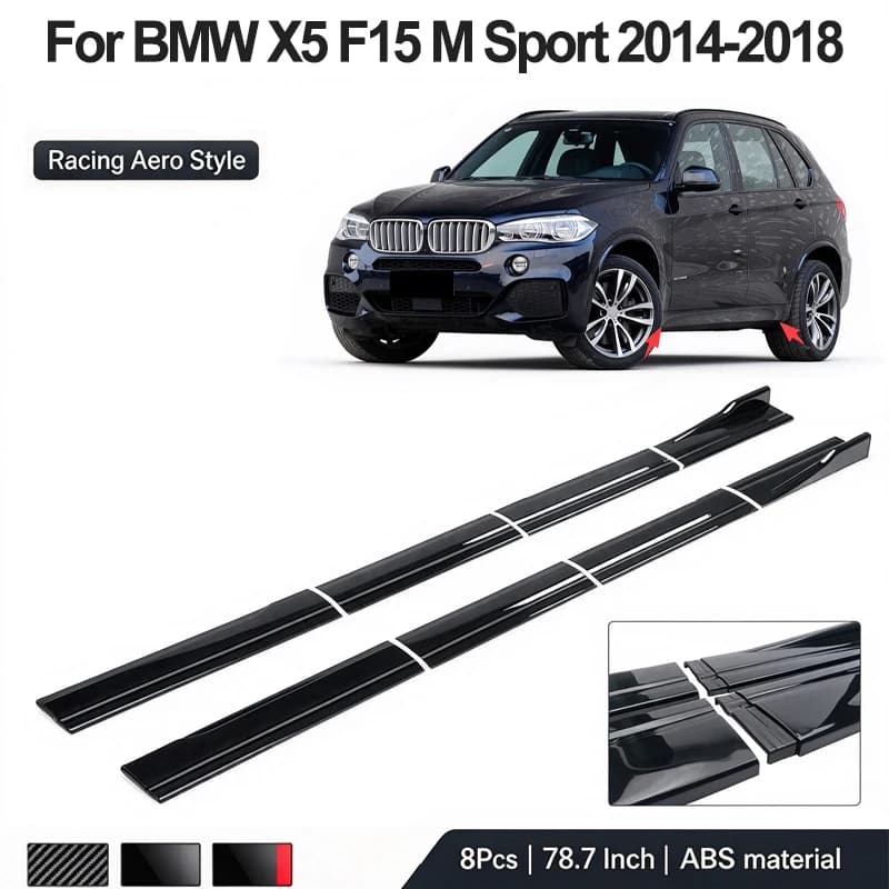 78.7inch/2m Sectional Side Skirt Extension Lips For BMW X5 F15 M Sport 2014-2018 2015 2016 Racing Side Spoiler Car Mod Body Kit