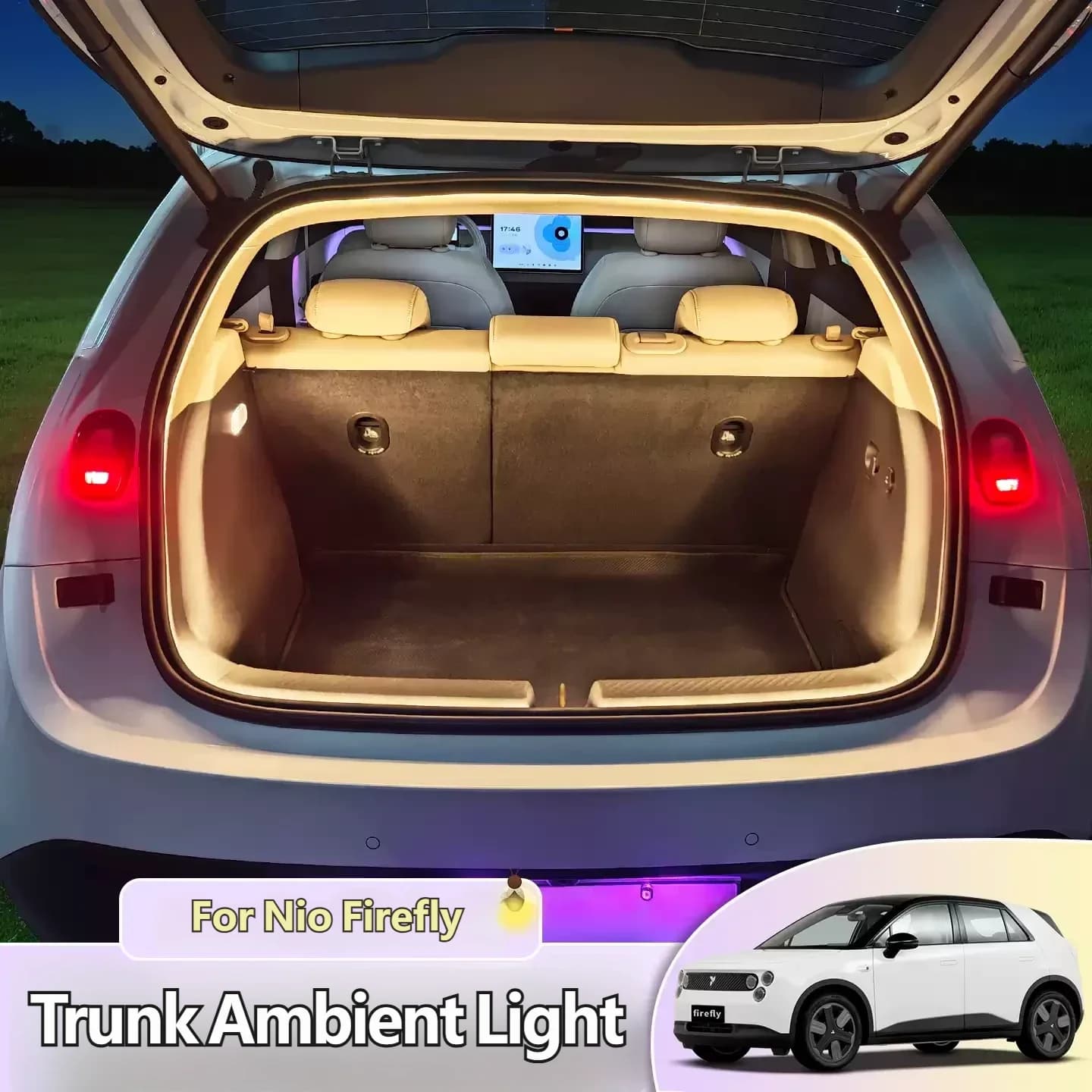 For Nio Firefly Car Trunk Led Ambient Light Automatic Sensing Outdoor Camping Lighting Upgraded Dynamic Decorative Light Strips