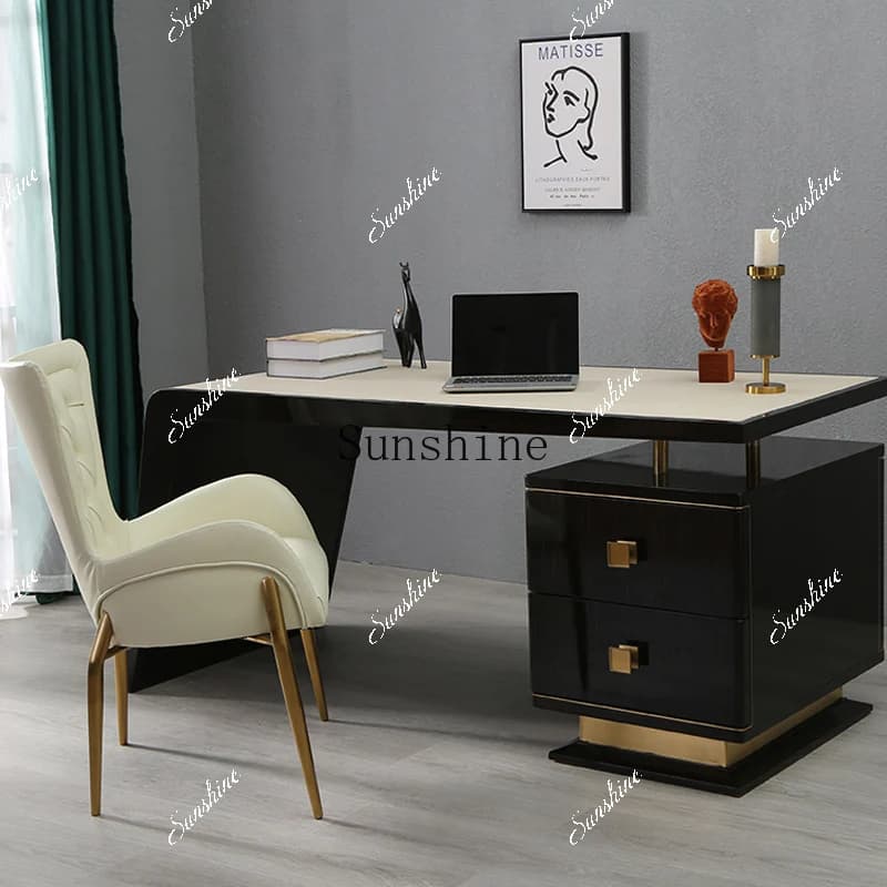 Italian light luxury solid wood simple small apartment bedroom writing desk  FT