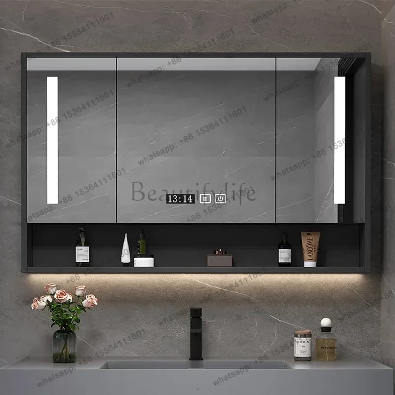 Smart Bathroom Mirror Cabinet Storage Defogging Bathroom Makeup Mirror Cabinet Simple Home Furniture