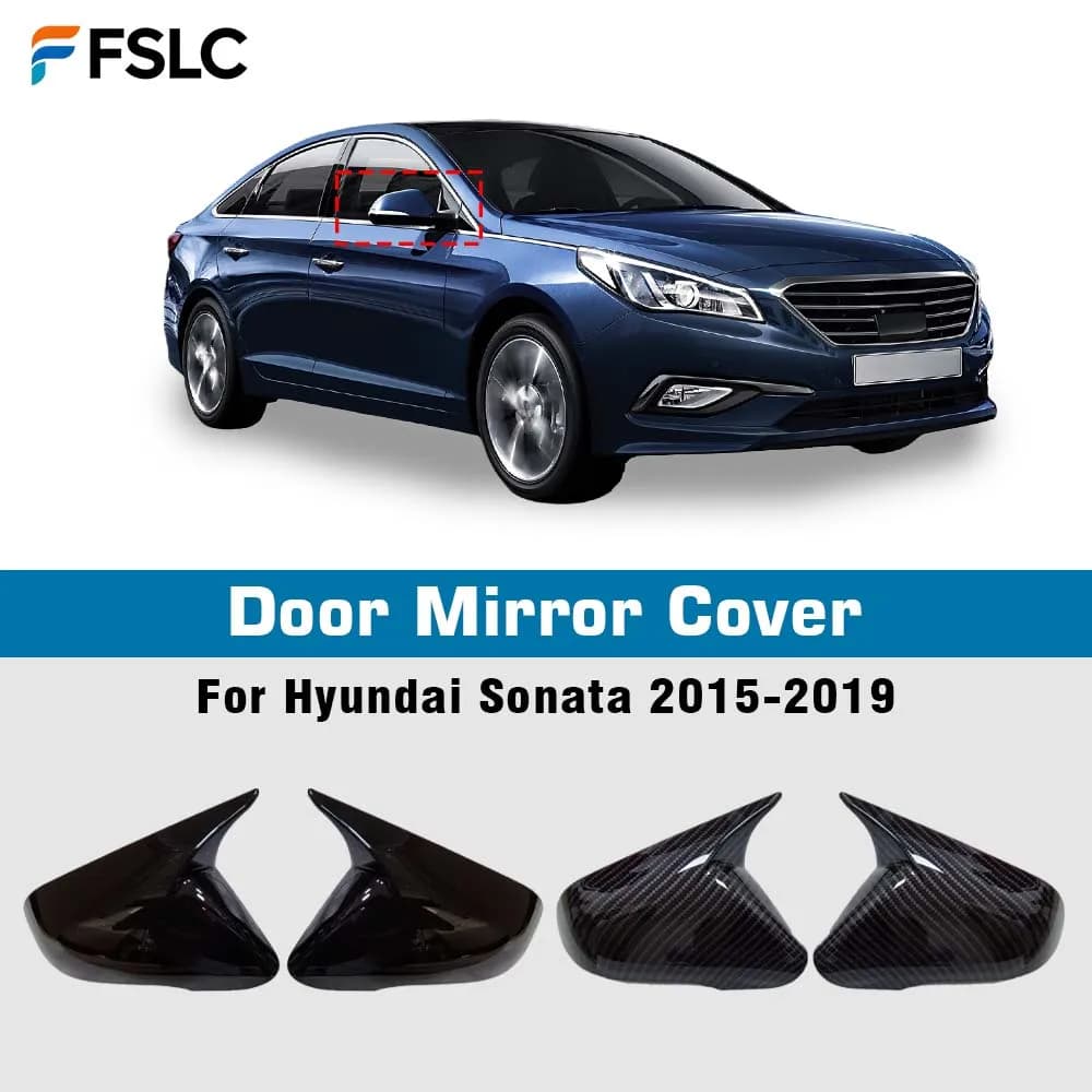 Car Decoration Door Mirror Cover For Hyundai Sonata 2015-2019 Carbon Fiber Glossy Black Car Rearview Accessories Styling