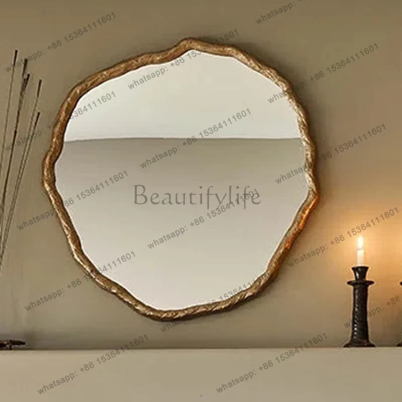 French light luxury wall-mounted bedroom dresser cosmetic mirror household living room background wall decorative mirror
