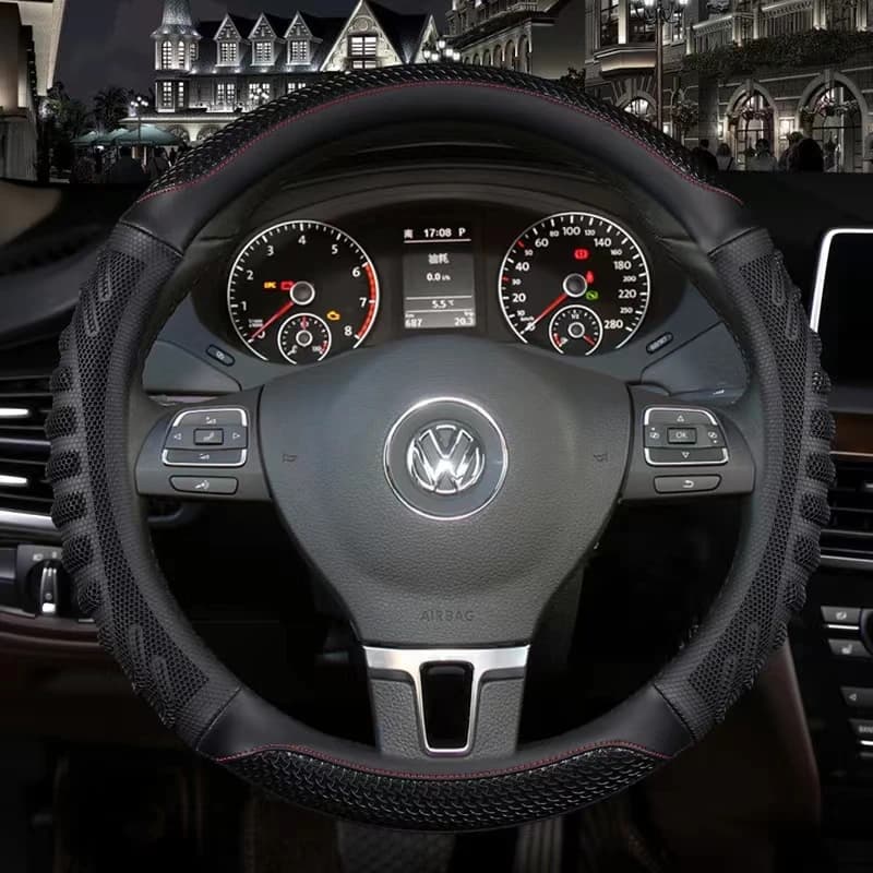 PU Leather Car Steering Wheel Cover 38cm For VW Sharan Passat Caddy Touran Tiguan Golf 7 Polo JATTA Teramont Atlas T-Roc T-Cross
