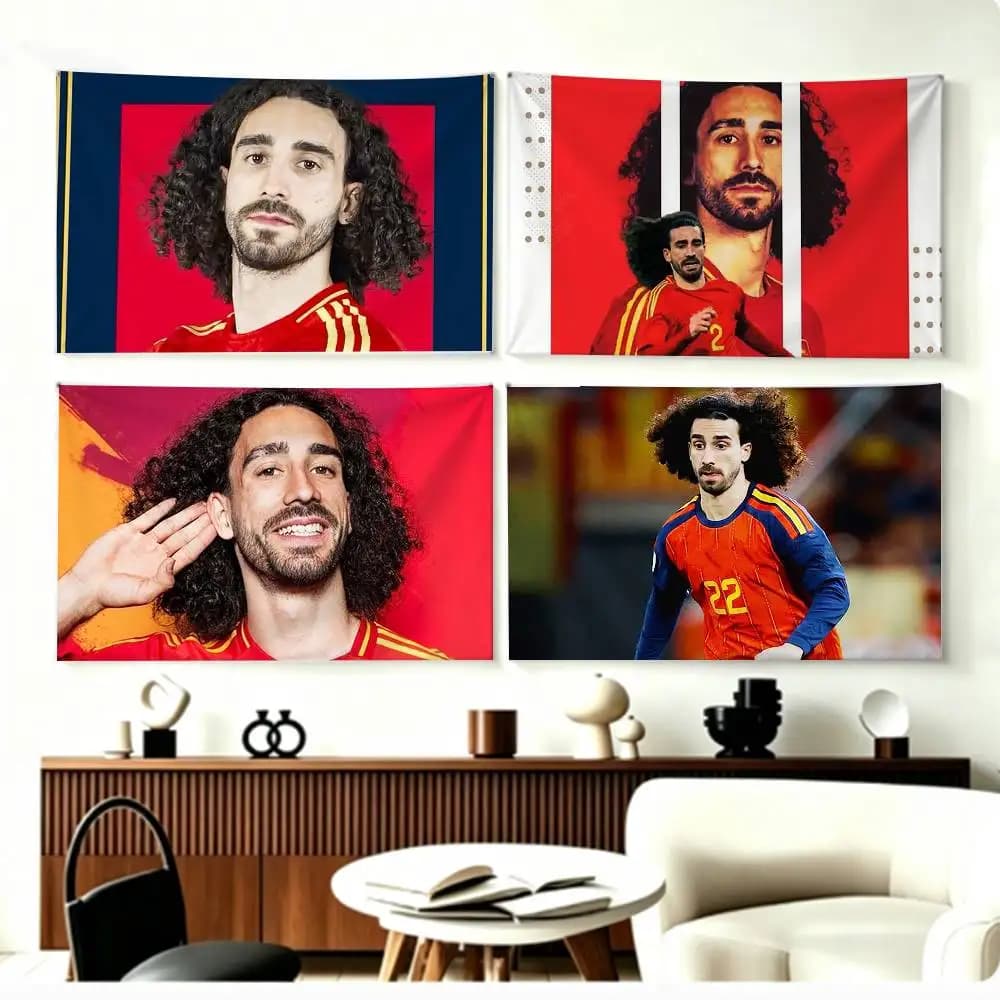 Famous Footballer M-Marc Cucurella   Flags Wall Hanging Background Art Banner for Bedroom Home Outdoor Decor