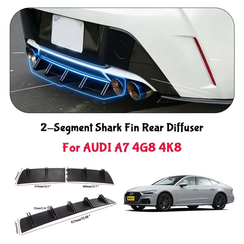 For AUDI A7 4G8 4K8 Shark Fin Rear Diffuser Split Chassis Spoiler Auto Aerodynamic Parts Aerodynamic Modification