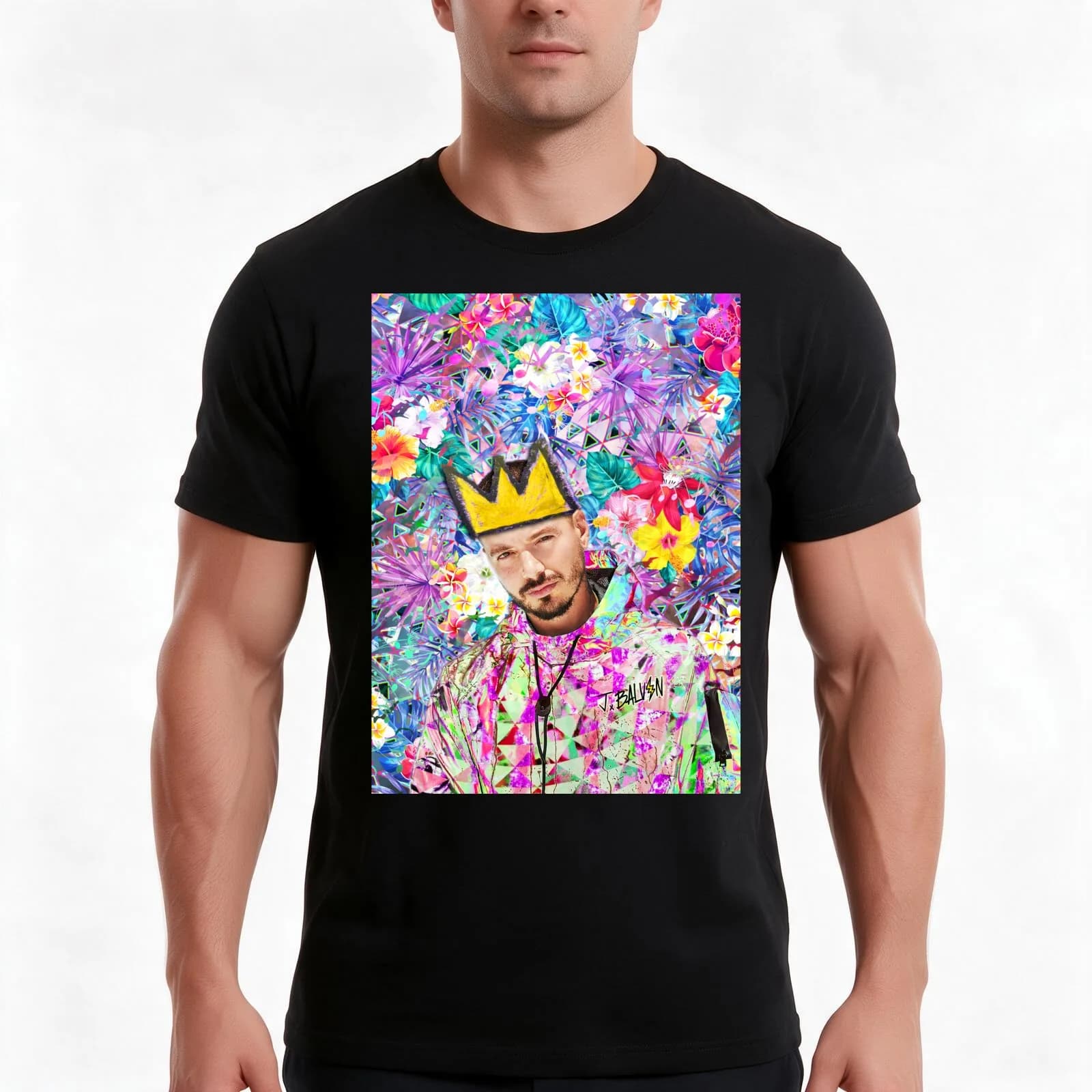 J Balvin Portrait artwork T-Shirt, Summer Casual Cotton Tee, Oversized Streetwear Tops, Vintage Graphic Print, Unisex Men Women