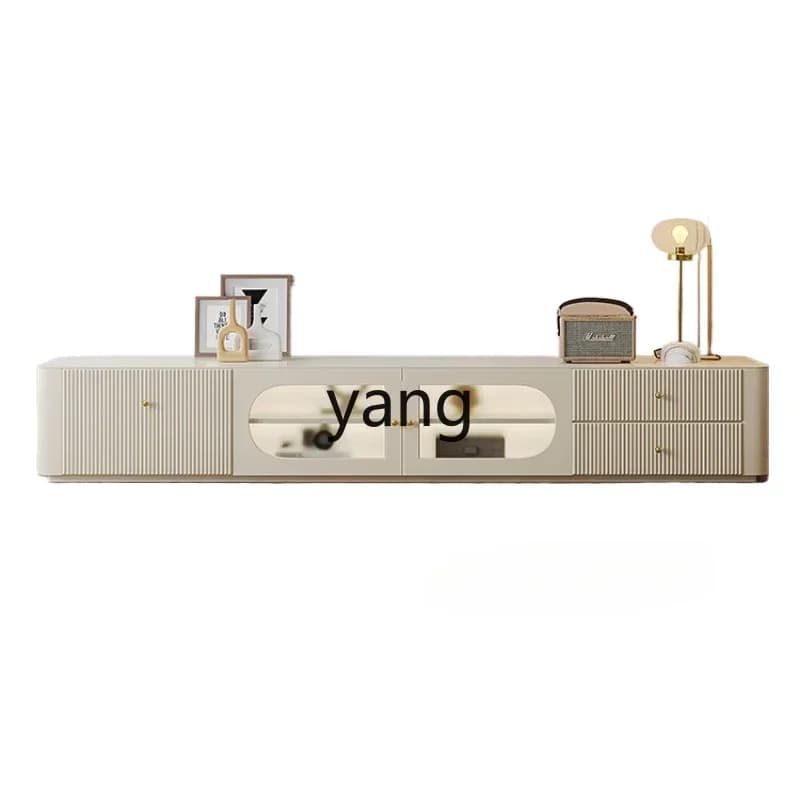 XYY cream wind TV cabinet coffee table combination simple modern solid wood milk white TV cabinet