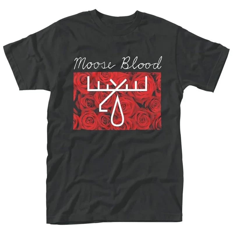 Funny Ev Roses Graphic Moose Blood T-Shirt 100% Cotton O-Neck Short Sleeve Summer Casual Mens T-shirt Streetwear