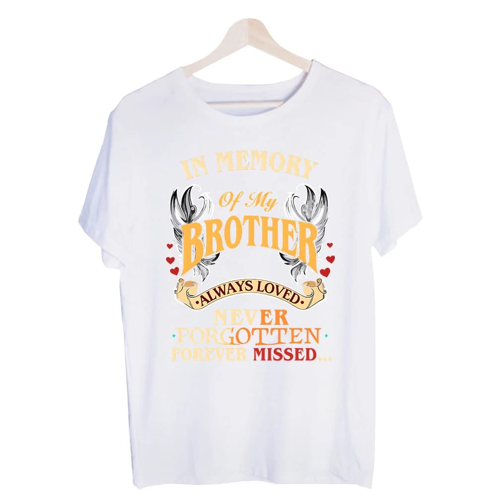 Men's Angel Wings and Heart Typography Print Graphic Tee, Casual Memorial Short Sleeve T-Shirt for Daily Wear