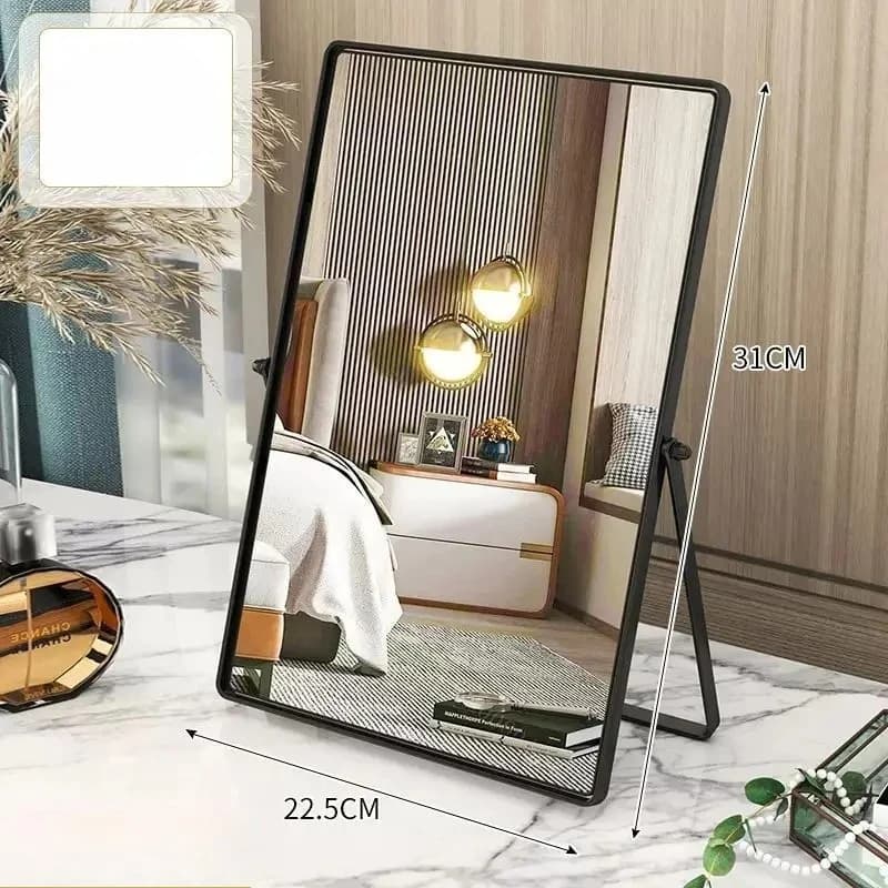 Portable Stainless Steel Desktop Oval Makeup Mirror Desktop Folding Light Luxury Minimalist Mirror HD Decorative Makeup Tools
