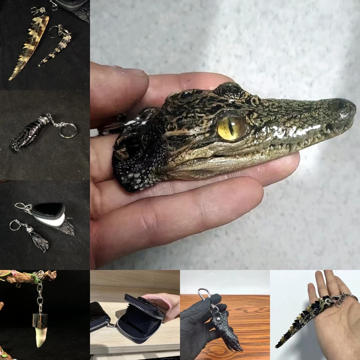 2058 Handmade Crocodile Head Teeth Claw Model Punk Desktop Ornament Art Craft Figurine Home Room Decor Creative Gift for Reptile