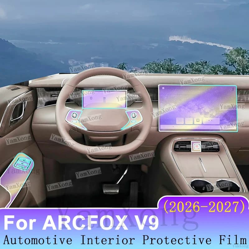 Auto Interior Protective Film TPU Fit For ARCFOX V9 2026-2027 Anti-Fingerprint Dashboard Screen Wrap Stickers