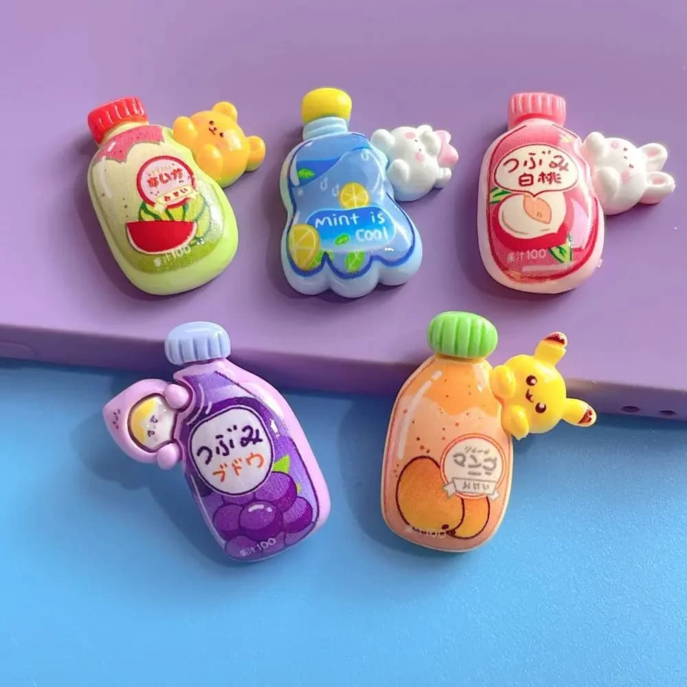 Resin Kawaii Cartoon Animal Bottles Flatback Cabochons DIY Embellishments Craft Supplies Hair Accessories Phone Case Decor Bulk