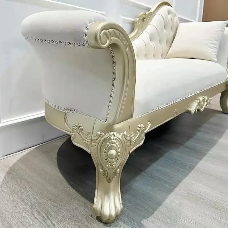 DSA  Solid Wood Carving Flower Living Room Princess Chair French Bedroom Bedside Couch Leisure Fabric Recliner Sofa