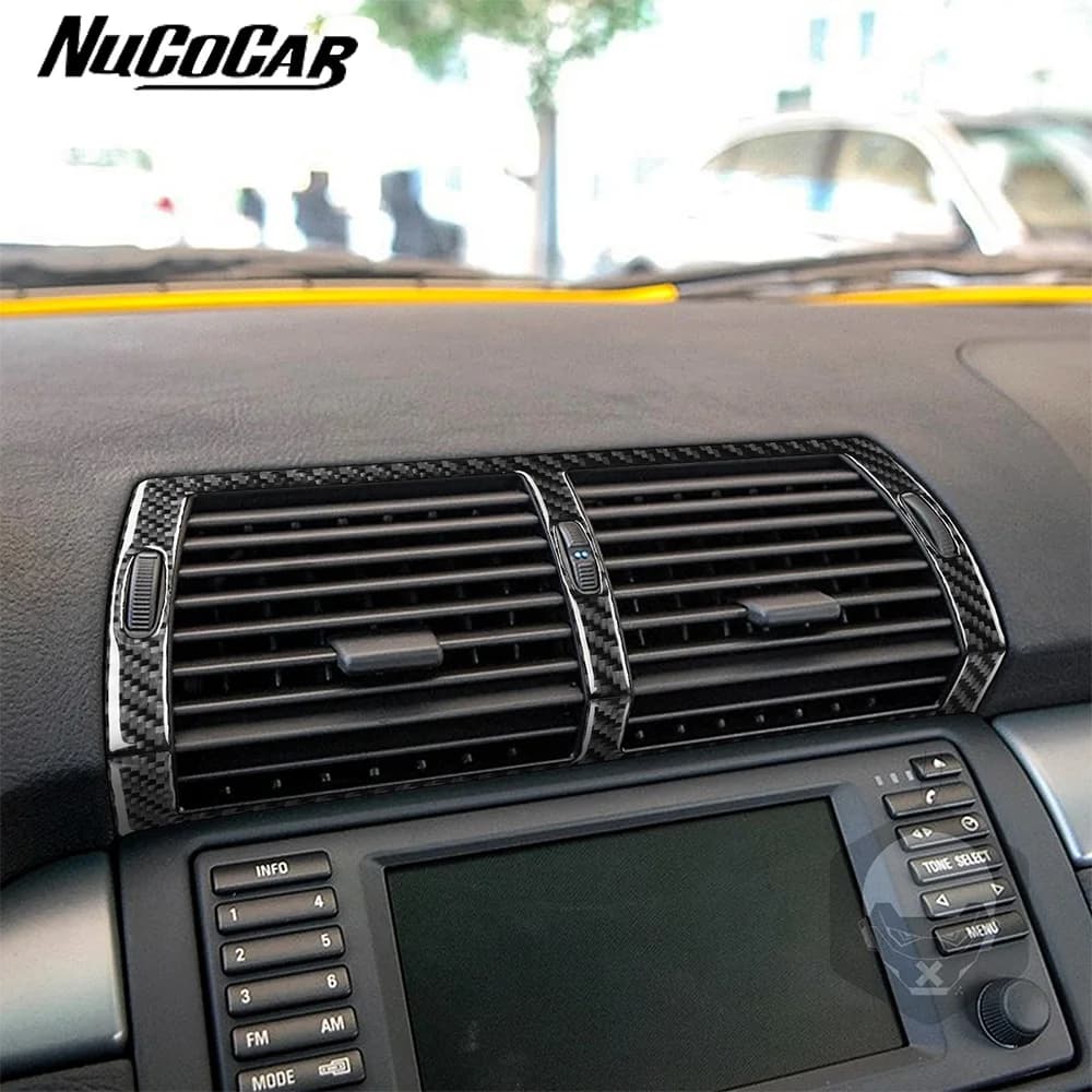 For BMW X5 E53 2000-2006 Carbon Fiber Instrument air conditioning vent Panel Cover Car Accessories Interior Decorative Stickers