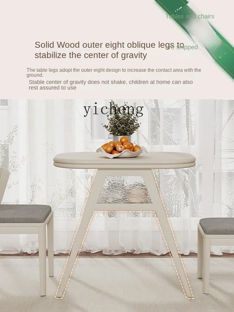 TQH6.4  small dining table solid wood cream style household balcony rock slab dining table and chair combination