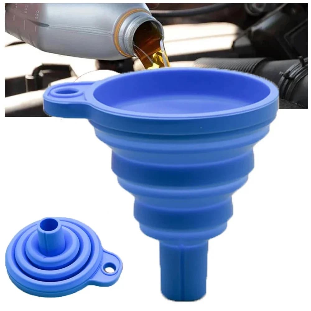 Collapsible Silicone Funnel Universal Portable Liquid Transfer Funnel for Car Engine Oil, Washer Fluid Auto Tool