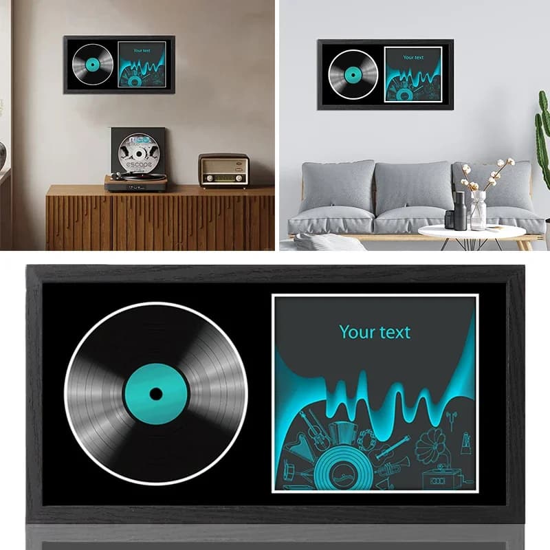 CD Display Frame Home Decor Birthday Gift for Music Lovers Protective CD Box, Excluding CD or Photos, Wall Mounted Desk Ornament