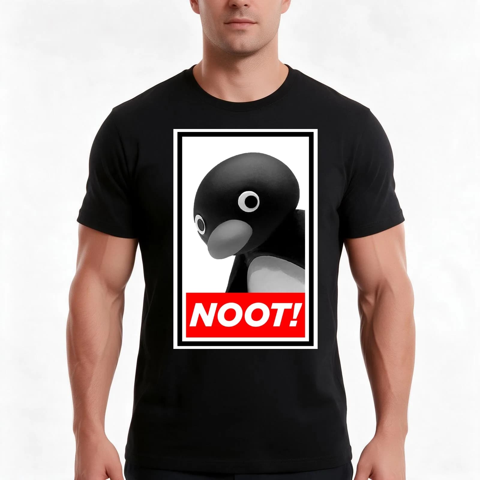 Noot Noot! T-Shirt, Summer Casual Cotton Tee, Oversized Streetwear Tops, Vintage Graphic Print, Loose Fit Short Sleeve