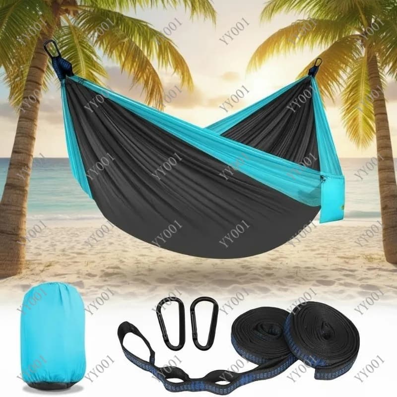 Outdoor Camping Hammock with Mosquito Net, Automatic Quick Open, Parachute Fabric for Single & Double
