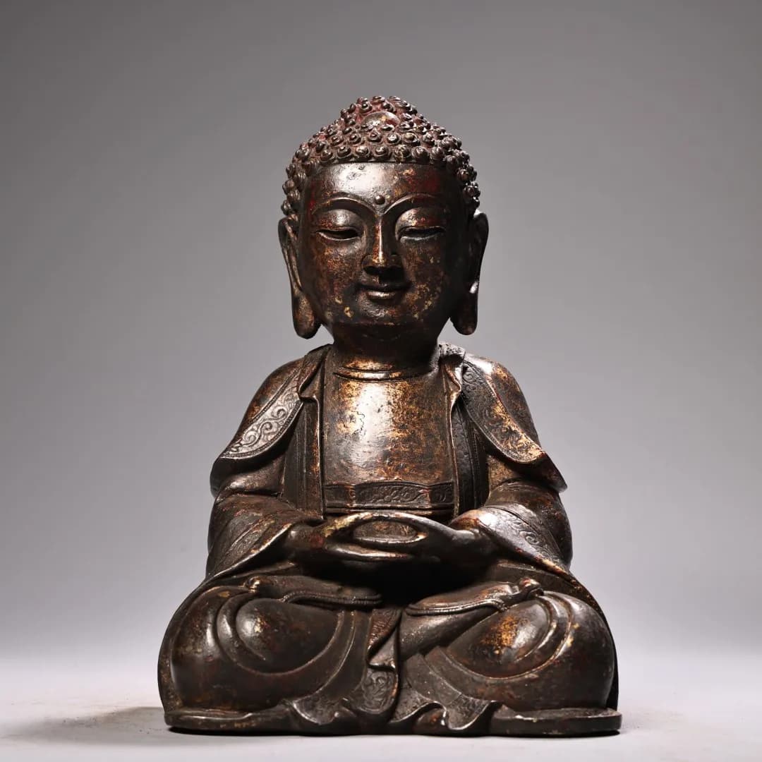 Solid Copper Gilded  Statue High Relief Carving Bronze Buddha Sculpture Home Worship Decor Ornament