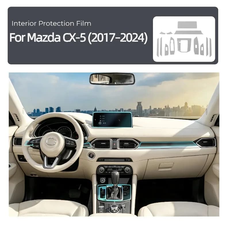 For Mazda CX-5 CX5 2017-2024 Car Dashboard Navigation Center Console Clear Protective Film TPU Anti-scratch Interior Accessories