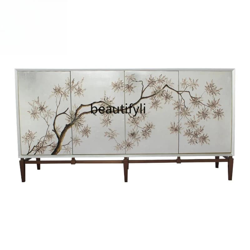 Modern Light Luxury Painted Entrance Cabinet Sideboard  Hand Painted Hall    Aisle Corridor Art Curio Cabinet Locker
