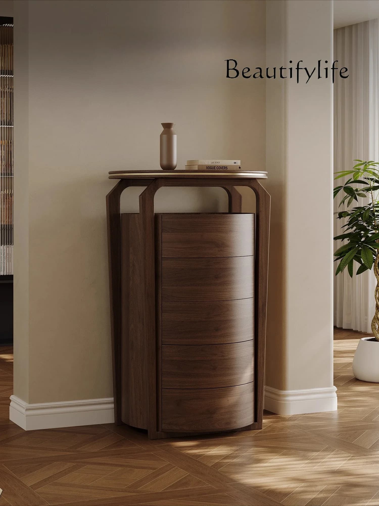 Medieval style chest of drawers Solid wood microcrystalline stone Large capacity creative storage Living room designer Home stor