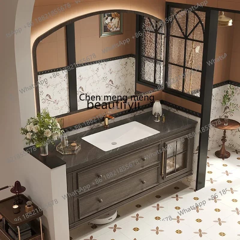 M182 1Q French retro bathroom cabinet wash basin cabinet combination washbasin toilet integrated basin