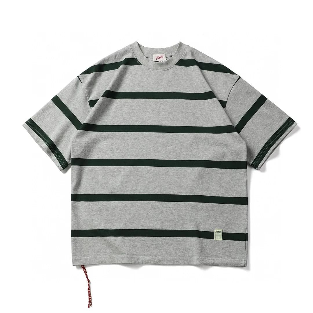 Japanese Summer Striped Short Sleeved T-shirt Men's Trendy Loose and Versatile Casual Top