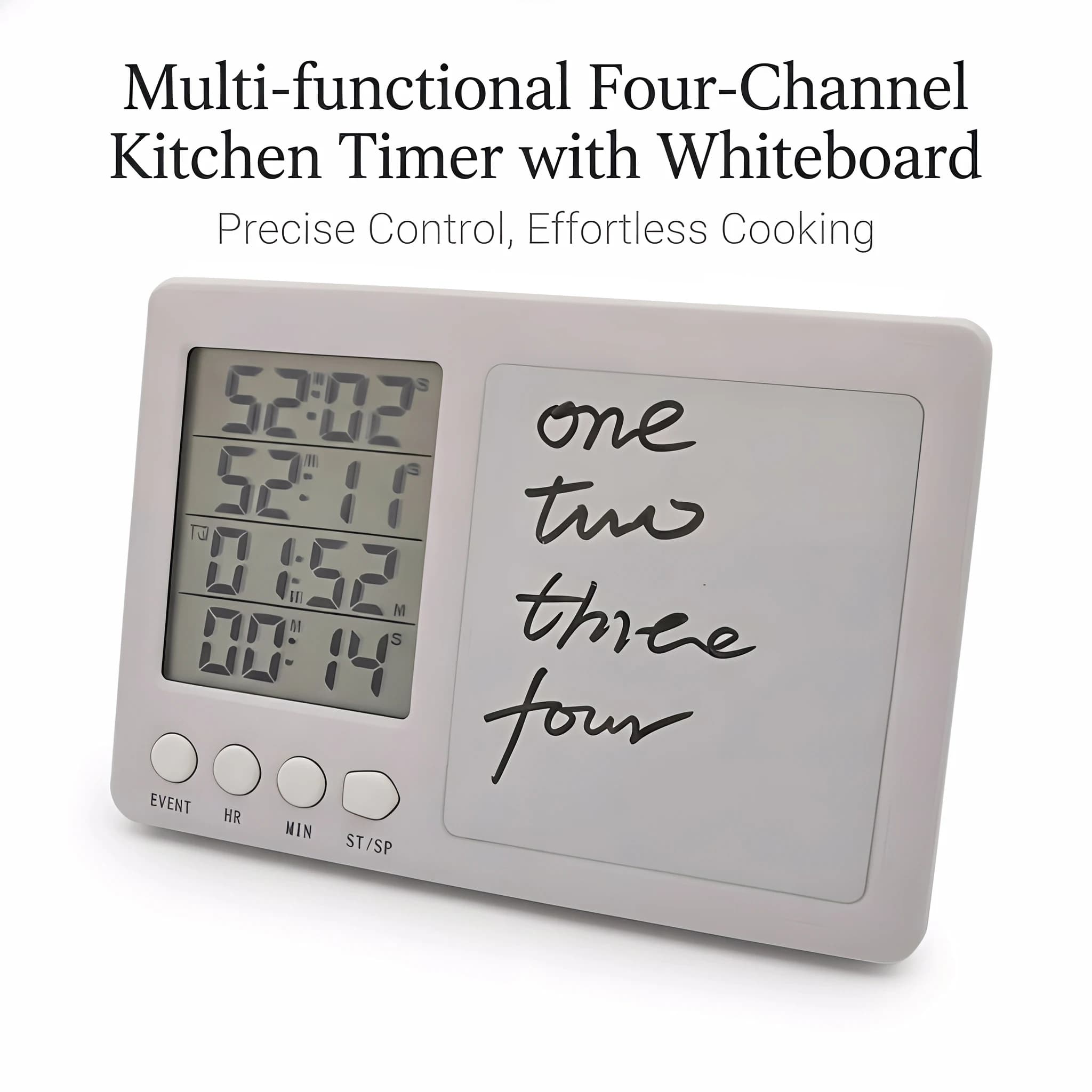 Digital Kitchen Timer Large LCD 4 Channel Digital Timer Kitchen Timer Count Down Up Timer Tablets KT002 White Button