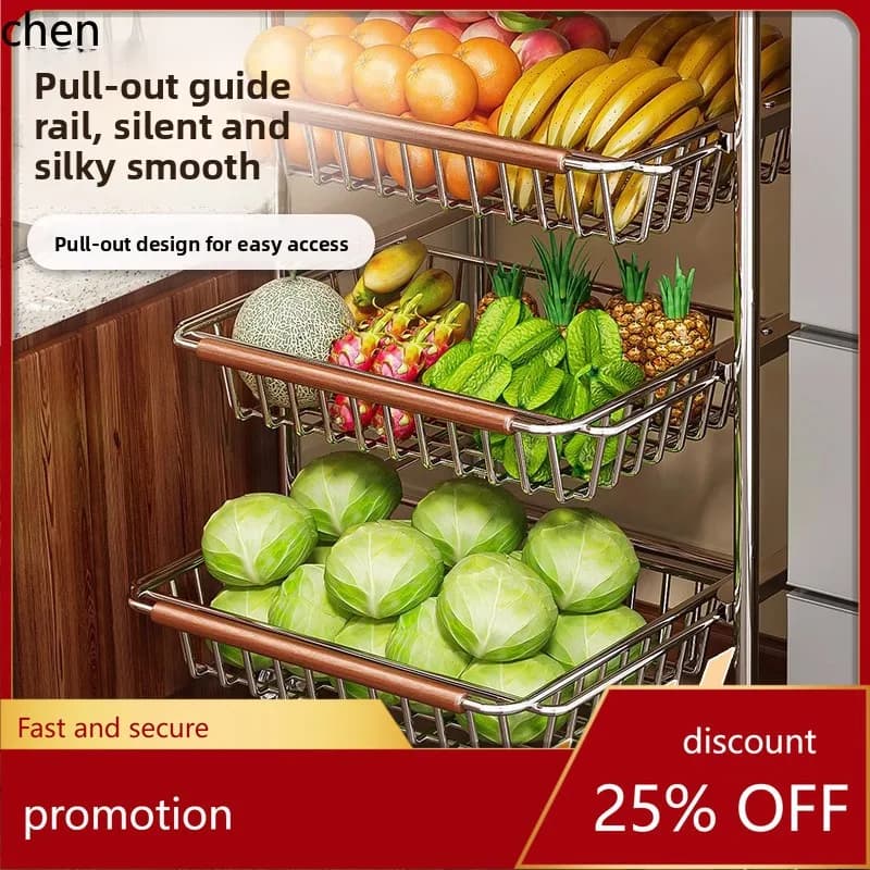 YFY  kitchen storage rack floor-standing multi-layer crevice trolley fruit and vegetable basket movable storage rack