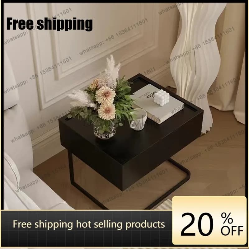 LD modern simple suspended solid wood bedside table bedroom light luxury high-end bedside table