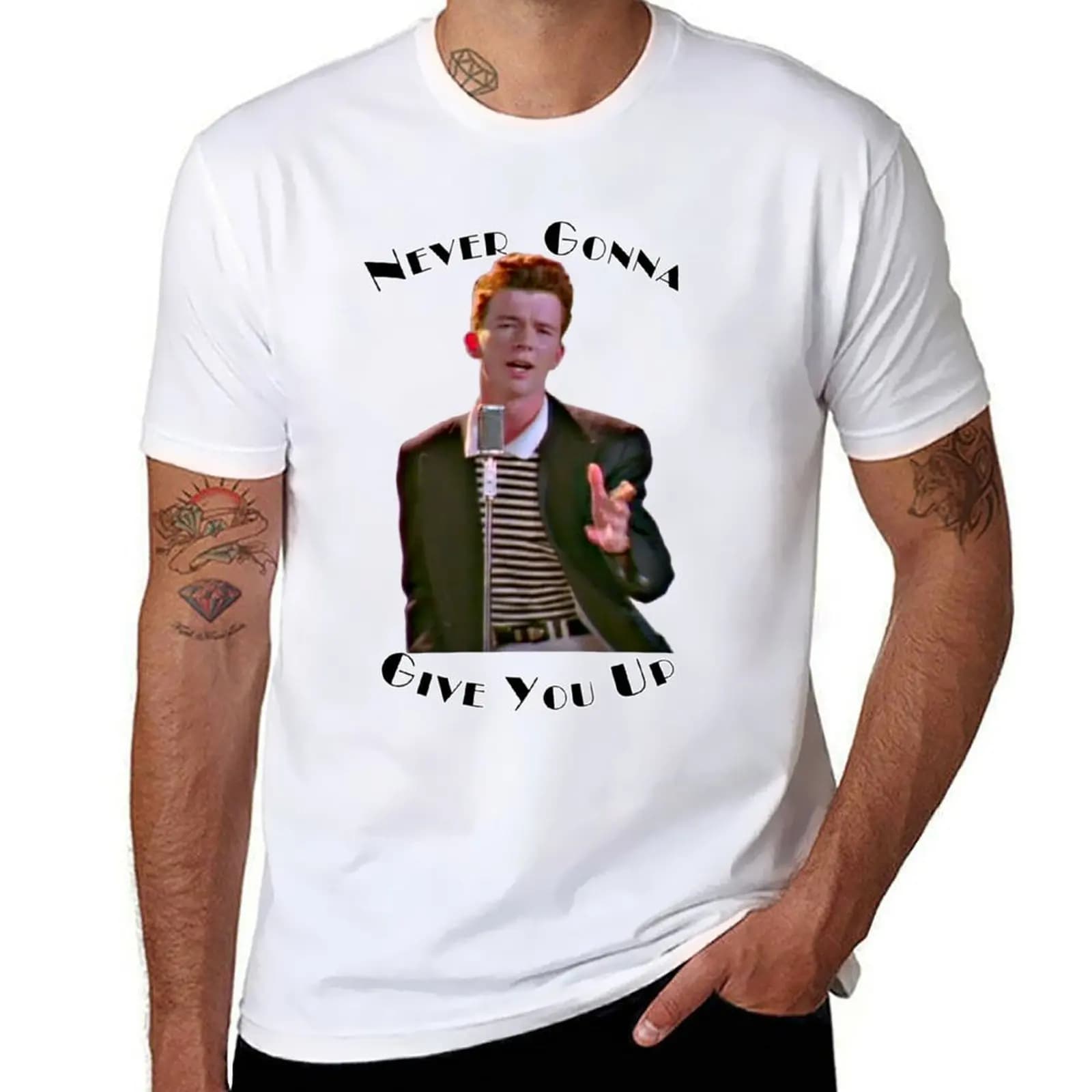 Never Gonna Give You Up Rickroll - Rick Astley T-Shirt t shirts with prints g man t shirts for men T-Shirt