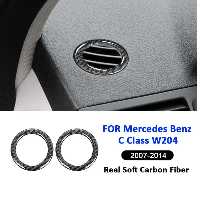 Carbon Fiber Car Instrument Left Right Air Outlet Vent Frame Decoration Sticker For Mercedes Benz C Class W204 2007-2014